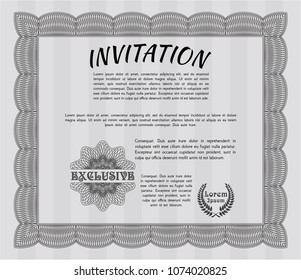 Grey Retro invitation template. Customizable, Easy to edit and change colors. Easy to print. Beauty design. 