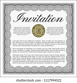 Grey Retro invitation template. Customizable, Easy to edit and change colors. Complex background. Cordial design. 