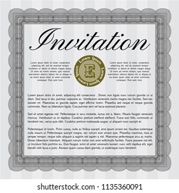Grey Retro invitation template. Customizable, Easy to edit and change colors. With guilloche pattern. Lovely design. 