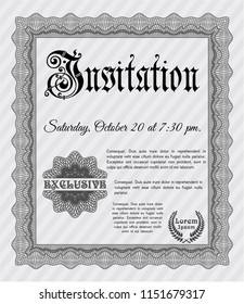 Grey Retro invitation template. Customizable, Easy to edit and change colors. With background. Money design. 