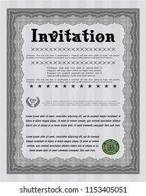 Grey Retro invitation template. Customizable, Easy to edit and change colors. Printer friendly. Money Pattern. 