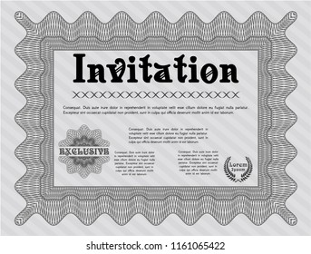 Grey Retro invitation template. Customizable, Easy to edit and change colors. With great quality guilloche pattern. Modern design. 