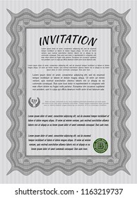 Grey Retro invitation template. Customizable, Easy to edit and change colors. With quality background. Money Pattern. 