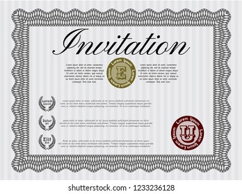 Grey Retro invitation template. Customizable, Easy to edit and change colors. With complex background. Lovely design. 