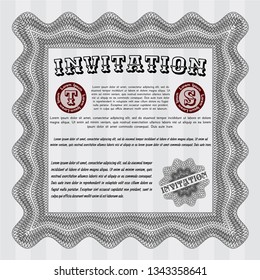 Grey Retro invitation template. Customizable, Easy to edit and change colors. With complex background. Beauty design. 