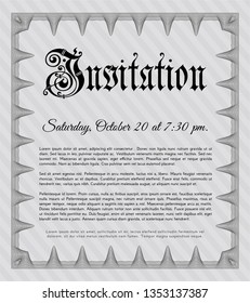 Grey Retro invitation template. Customizable, Easy to edit and change colors. With great quality guilloche pattern. Money design. 