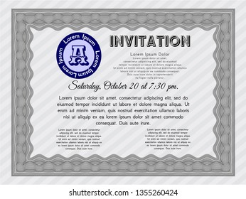 Grey Retro invitation template. Customizable, Easy to edit and change colors. Printer friendly. Perfect design. 