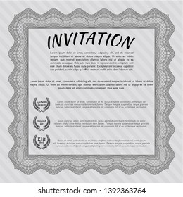Grey Retro invitation template. Customizable, Easy to edit and change colors. Complex background. Perfect design. 