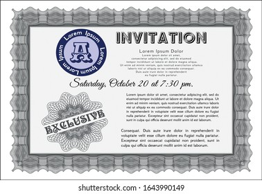 Grey Retro invitation template. Customizable, Easy to edit and change colors. With quality background. Perfect design. 