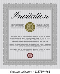 Grey Retro invitation template. Retro design. With complex background. Detailed. 