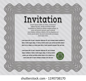Grey Retro invitation template. Retro design. Complex background. Detailed. 