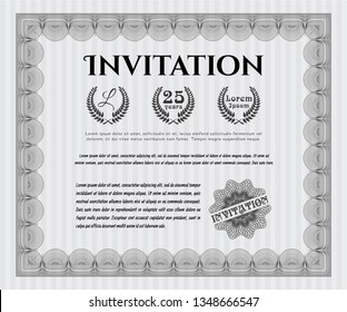 Grey Retro invitation template. Retro design. With quality background. Vector illustration. 