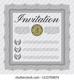 Grey Retro invitation template. Detailed. With guilloche pattern and background. Excellent design. 
