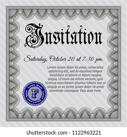 Grey Retro invitation template. Detailed. Complex background. Perfect design. 