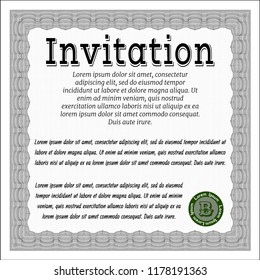 Grey Retro invitation template. Detailed. Easy to print. Lovely design. 