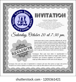 Grey Retro invitation template. Detailed. With quality background. Money design. 