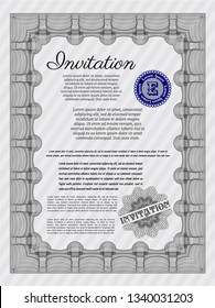 Grey Retro invitation template. Detailed. Easy to print. Money design. 