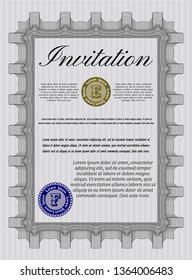 Grey Retro invitation template. Detailed. Complex background. Cordial design. 