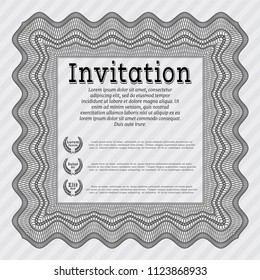Grey Retro invitation template. Easy to print. Detailed. Money Pattern design. 
