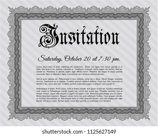Grey Retro invitation template. Easy to print. Beauty design. Vector illustration. 