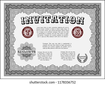 Grey Retro invitation template. Easy to print. Customizable, Easy to edit and change colors. Beauty design. 