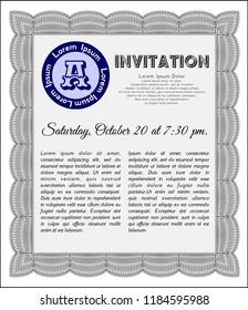 Grey Retro invitation template. Easy to print. Nice design. Detailed. 