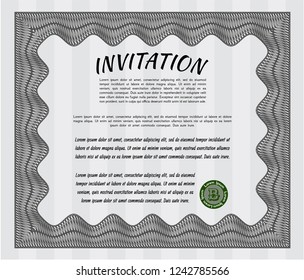Grey Retro invitation template. Easy to print. Nice design. Customizable, Easy to edit and change colors. 