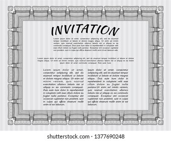 Grey Retro invitation template. Easy to print. Detailed. Money design. 