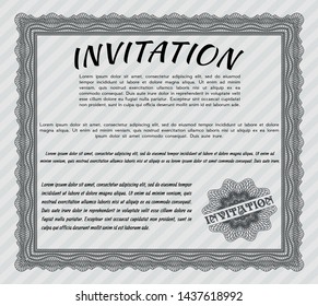 Grey Retro invitation template. Easy to print. Vector illustration. Beauty design. 