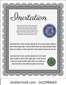 Grey Retro invitation template. Easy to print. Elegant design. Detailed. 