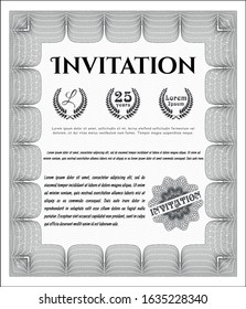Grey Retro invitation template. Easy to print. Customizable, Easy to edit and change colors. Sophisticated design. 