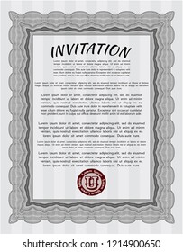 Grey Retro invitation template. Elegant design. Printer friendly. Detailed. 