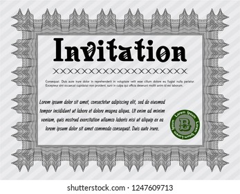 Grey Retro invitation template. Elegant design. With complex linear background. Vector illustration. 