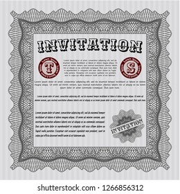 Grey Retro invitation template. Elegant design. With guilloche pattern. Detailed. 