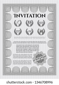 Grey Retro invitation template. Elegant design. Vector illustration. Easy to print. 