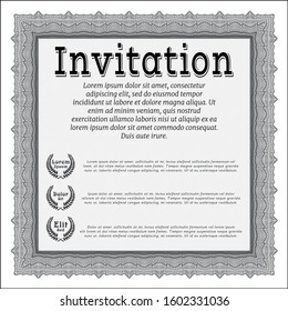 Grey Retro invitation template. Elegant design. Customizable, Easy to edit and change colors. With background. 