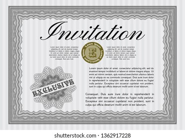 Grey Retro invitation template. Excellent design. With linear background. Customizable, Easy to edit and change colors. 