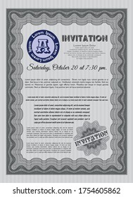 Grey Retro invitation template. Excellent design. With linear background.  