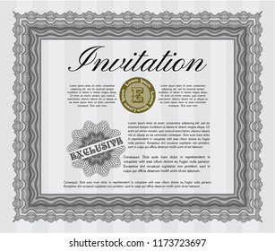 Grey Retro invitation template. Good design. With linear background. Vector illustration. 