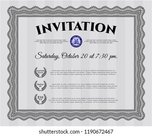 Grey Retro invitation template. With great quality guilloche pattern. Money Pattern design. Detailed. 