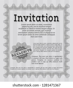Grey Retro invitation template. With great quality guilloche pattern. Beauty design. Detailed. 