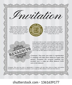 Grey Retro invitation template. With great quality guilloche pattern. Perfect design. Customizable, Easy to edit and change colors. 