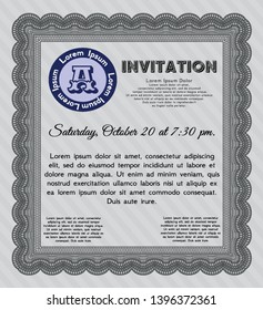 Grey Retro invitation template. With great quality guilloche pattern. Lovely design. Detailed. 