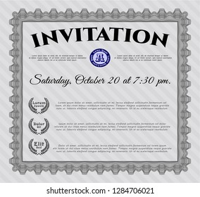Grey Retro invitation template. With guilloche pattern and background. Customizable, Easy to edit and change colors. Perfect design. 