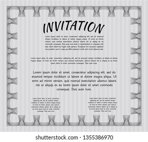 Grey Retro invitation template. With guilloche pattern. Customizable, Easy to edit and change colors. Nice design. 