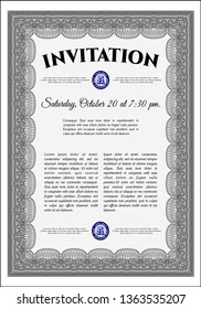Grey Retro invitation template. With guilloche pattern and background. Customizable, Easy to edit and change colors. Superior design. 