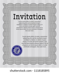 Grey Retro invitation template. With linear background. Vector illustration. Superior design. 