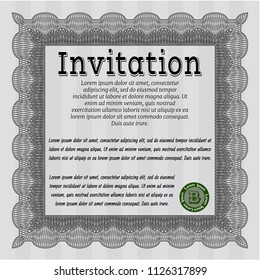 Grey Retro invitation template. With linear background. Beauty design. Customizable, Easy to edit and change colors. 