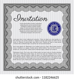 Grey Retro invitation template. With linear background. Beauty design. Vector illustration. 