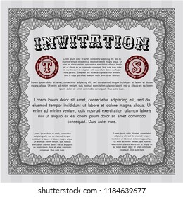 Grey Retro invitation template. With linear background. Customizable, Easy to edit and change colors. Lovely design. 